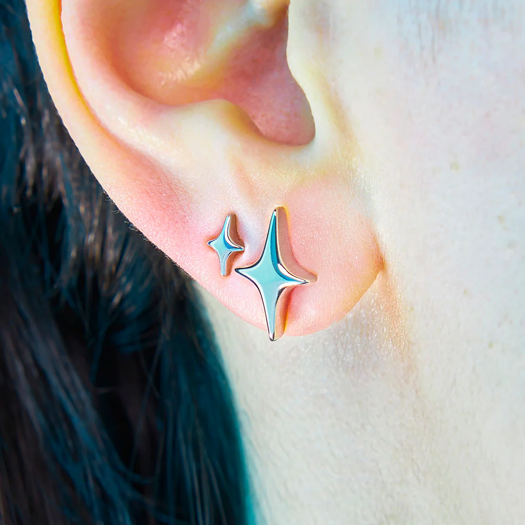 Puffy Stud Earrings - Big Sparkle - Image 4
